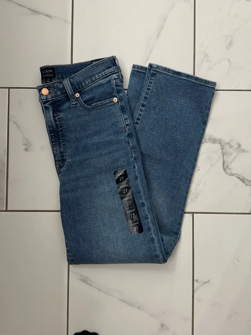 NWT J. Crew Straight-Leg High-Rise stovepipe Jeans Blue size 27